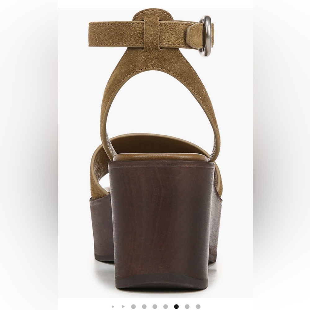 NIB Vince Camuto Philipa olive wood khaki tan suede flatform ankle strap size 7 - Picture 7 of 16